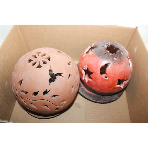2 TERRACOTTA CANDLE LANTERNS