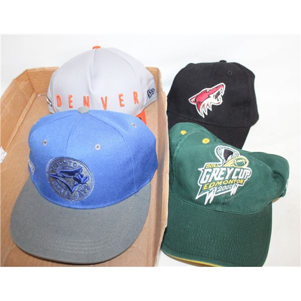 4 VINTAGE PROFESSIONAL SPORTS HATS TOGETHER