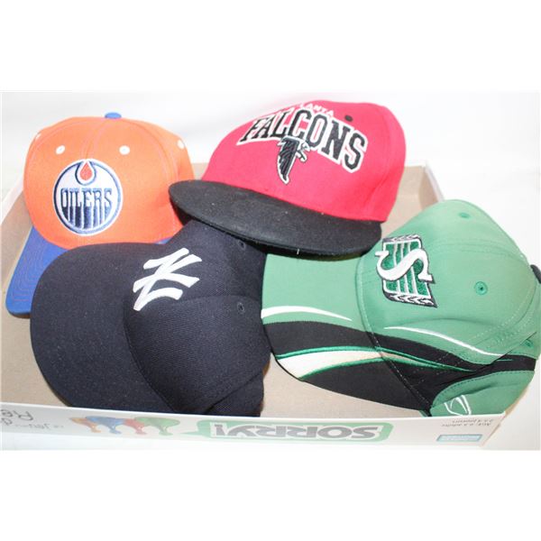 4 VINTAGE PROFESSIONAL SPORTS HATS TOGETHER