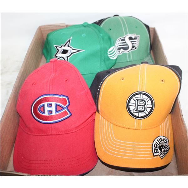 4 VINTAGE PROFESSIONAL SPORTS HATS TOGETHER