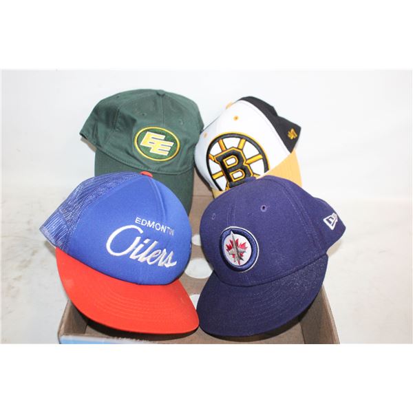 4 VINTAGE PROFESSIONAL SPORTS HATS TOGETHER