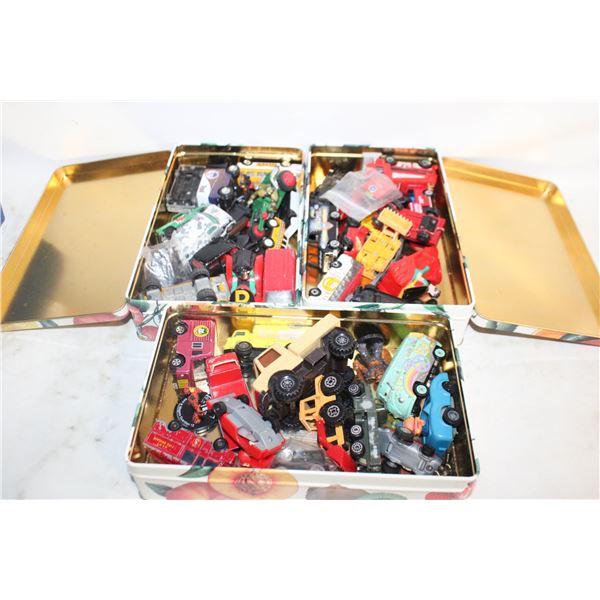 3 TINS FULL OF OLD DIECAST MIX CARS