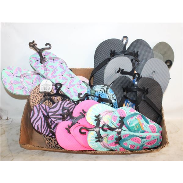 12 PAIR FLIP FLOP SANDALS MENS WOMANS AND KIDS