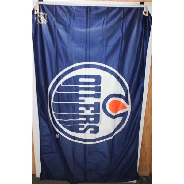 OILERS FLAG- 60" X 36"- MINOR DAMAGE ON END