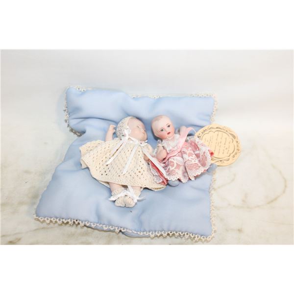 ARTISAN BISQUE PORCELAIN BABY DOLLS- SET OF 2