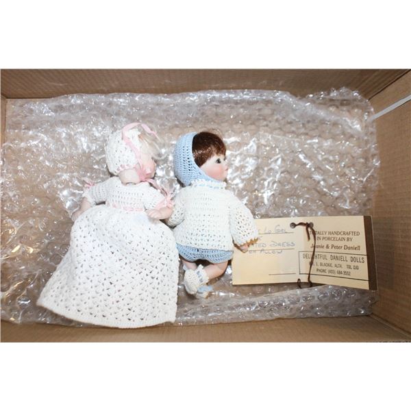ARTISAN BISQUE PORCELAIN BABY DOLLS- SET OF 2