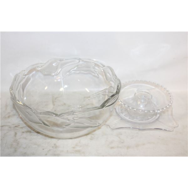 VINTAGE GLASS SERVING WARE ASSORTED