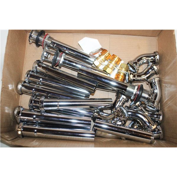 NEW CHROME PLATED & BRASS PLUMBING PARTS LOT