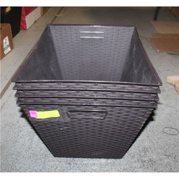 PLASTIC BASKET STYLE TOTES- 16 X 13 X 12- SET OF