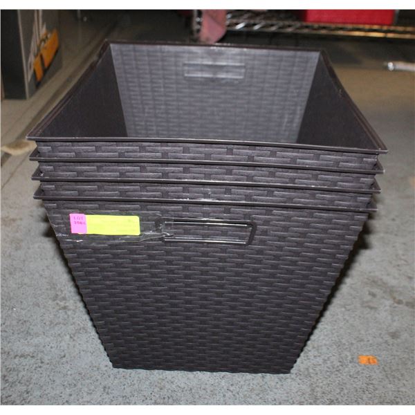 PLASTIC BASKET STYLE TOTES- 16 X 13 X 12- SET OF