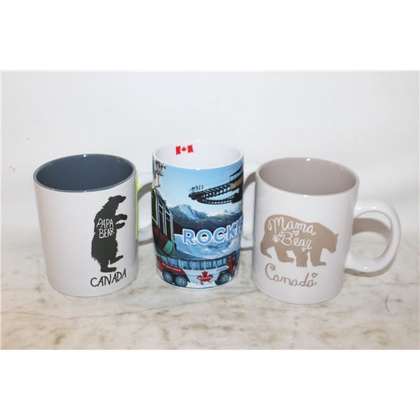 3 CANADA COLLECTABLE LARGE COFFEE MUGS