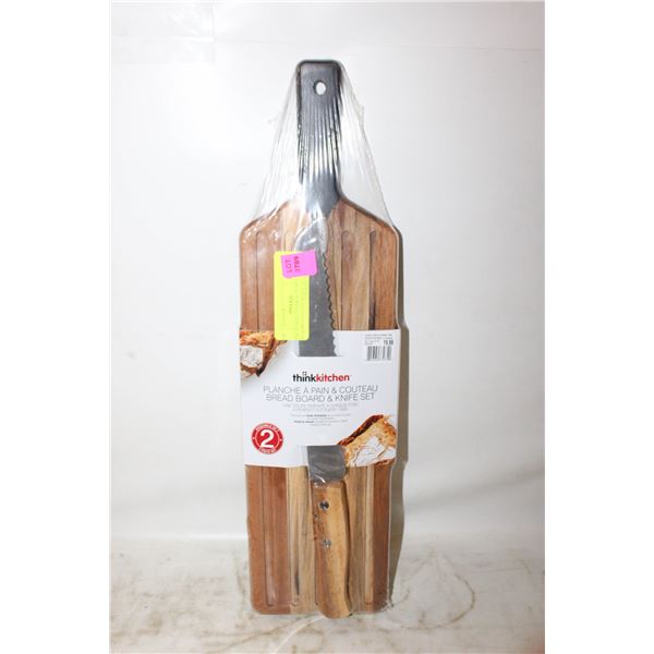 NEW SEALED THINK KITCHEN BREADBOARD AND KNIFE SET