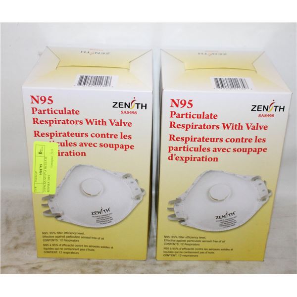 24 PACKS N95 PARTICULATE RESPIRATORS