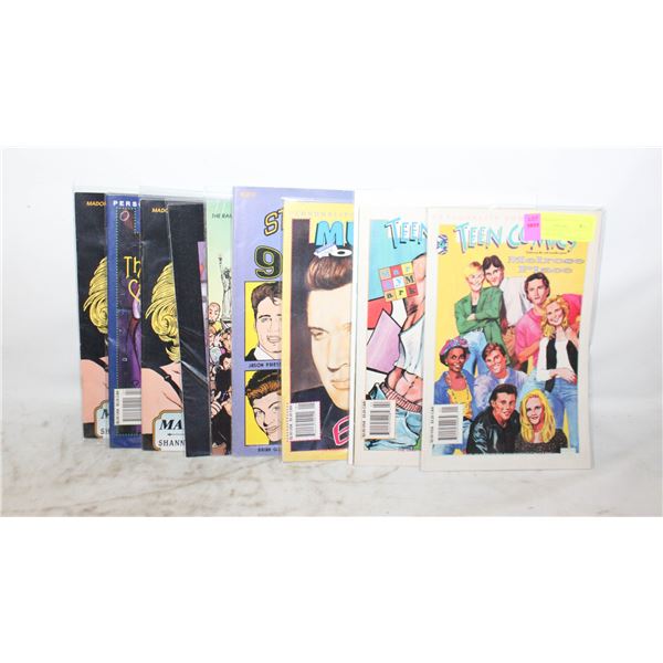 LOT OF 9 MUSIC AND T.V. COLLECTOR COMICS,
