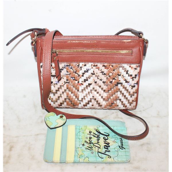 ANNE KLEIN CROSS BODY PURSE + GUESS CARD