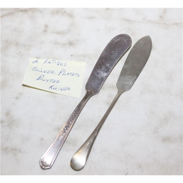 2 - ANTIQUE SILVER PLATED BUTTER KNIVES