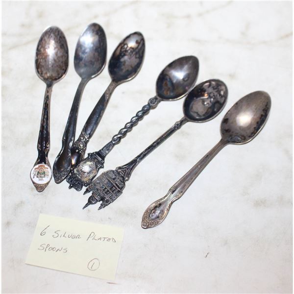 6 - SILVER PLATED SOUVENIER SPOONS