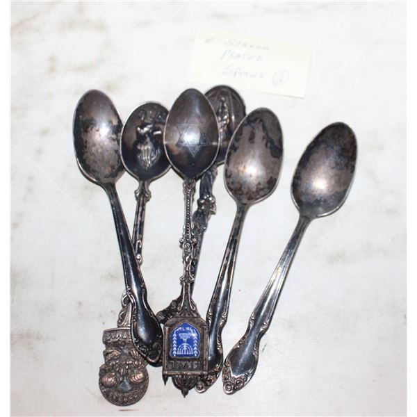 6 - SILVER PLATED SOUVENIER SPOONS