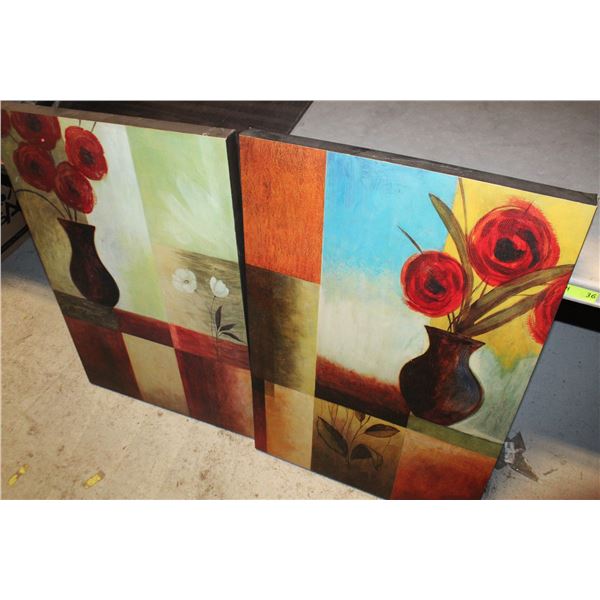 2PC 24X36 FLOWER THEME WALL ART
