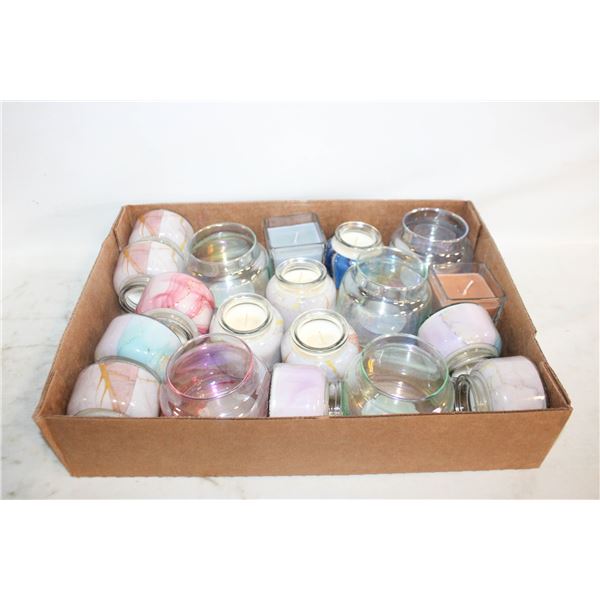 19 NEW CANDLES AND HOLDERS ASSORTED