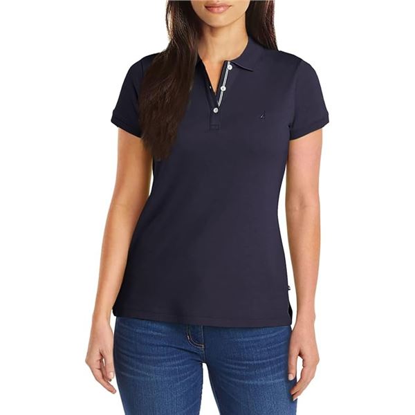 NEW NAUTICA COLLARED 3 BUTTON SHIRT NAVY BLUE XL
