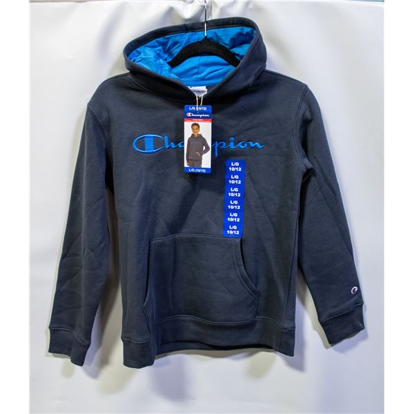 NEW CHAMPION EMBROIDERED BLUE HOODIE KIDS 10/12
