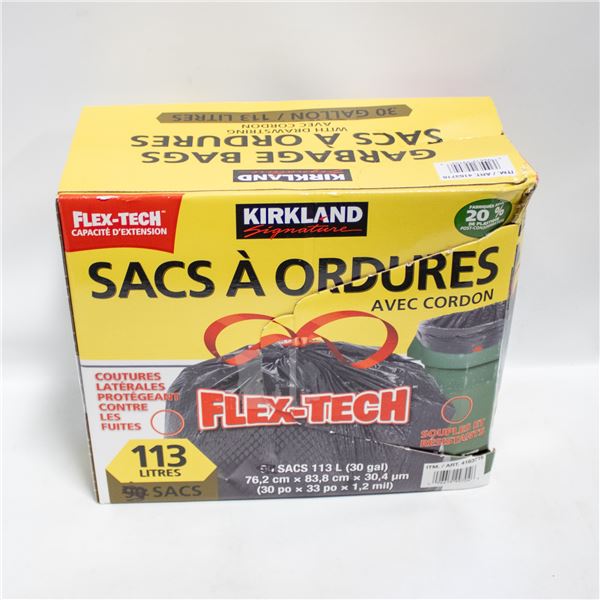 KIRKLAND GARBAGE BAGS WITH FLEX-TECH EXPANDABILITY