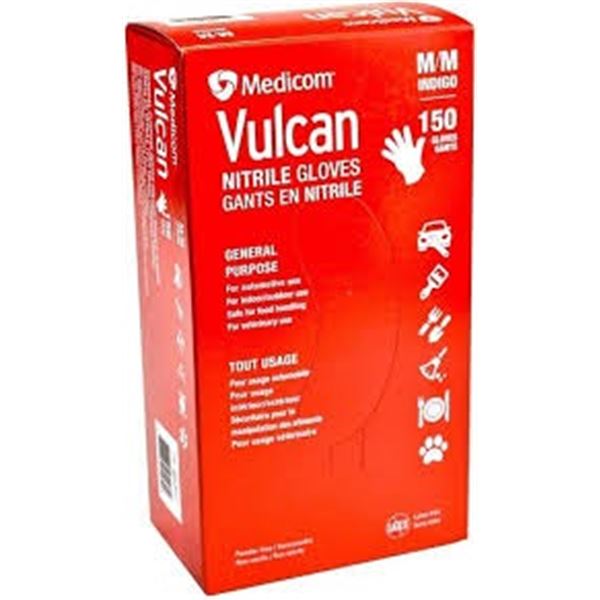 NEW MEDICOM VULCAN NITRILE GLOVES BLUE SIZE MED