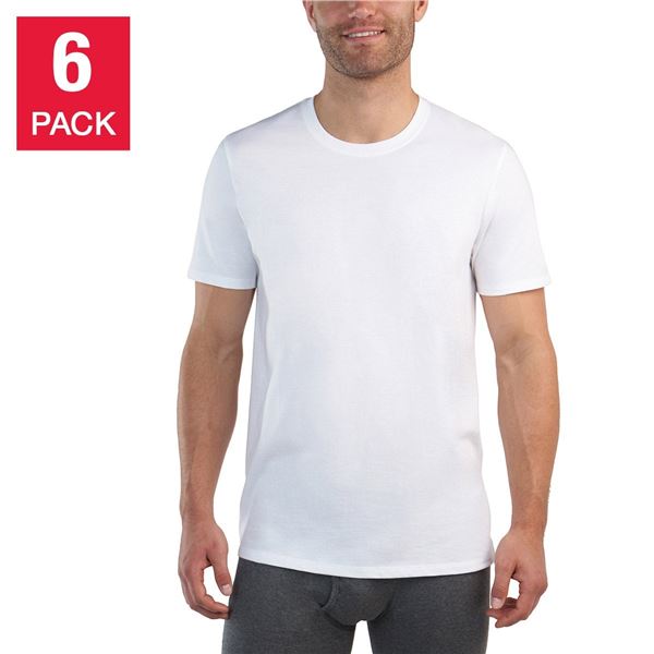 6 PK OF KIRKLAND MENS T-SHIRT WHITE SIZE LARGE