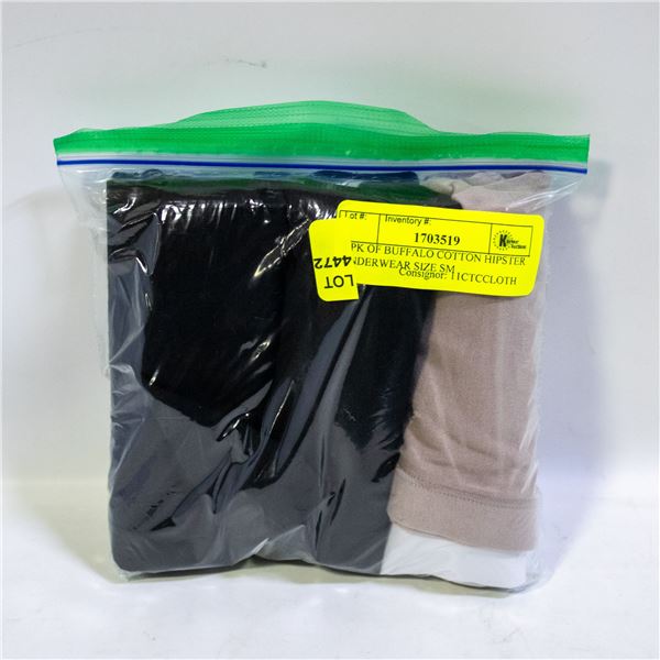 3 PK OF BUFFALO COTTON HIPSTER UNDERWEAR SIZE SM