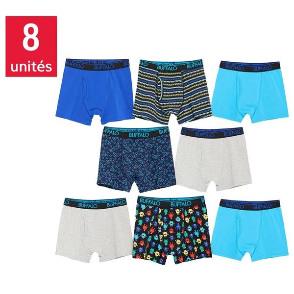 NEW BUFFALO DAVID BITTON BOYS BOXERS 8 PACK BLUE