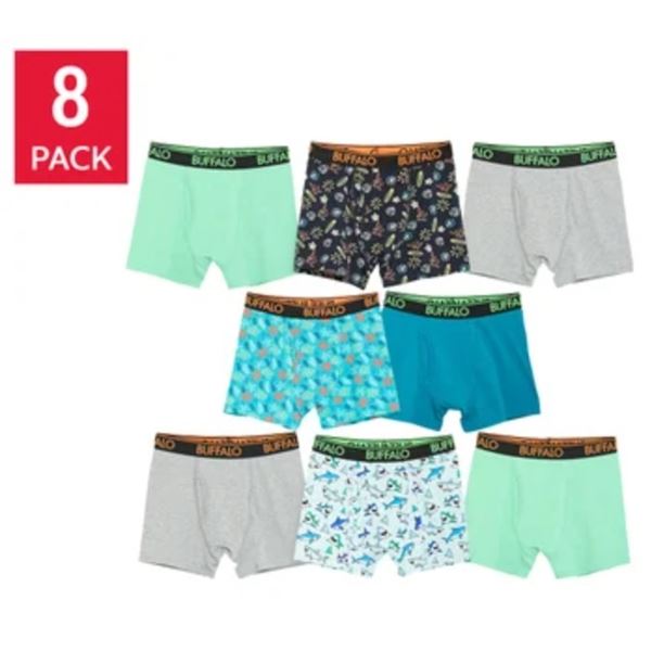 NEW BUFFALO DAVID BITTON BOYS BOXERS 8 PACK GREEN