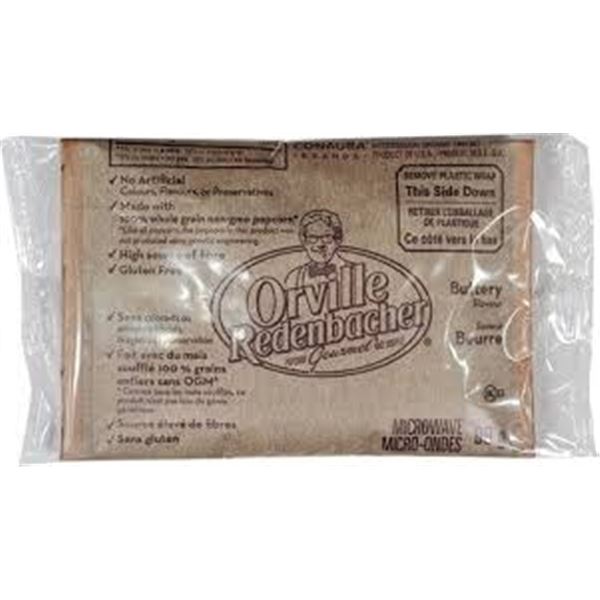 BOX OF 23 ORVILLE REDENBACHER MICROWAVE POPCORN