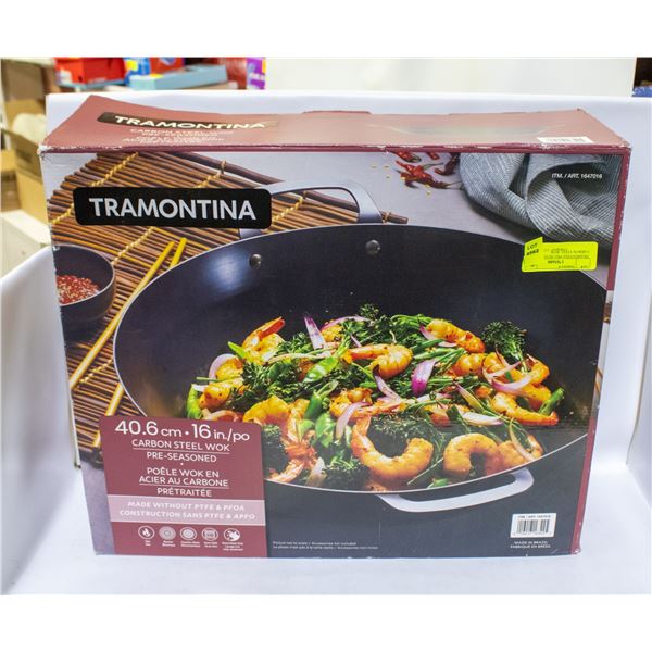 TRAMONTINA PRE-SEASONED CARBON STEEL WOK
