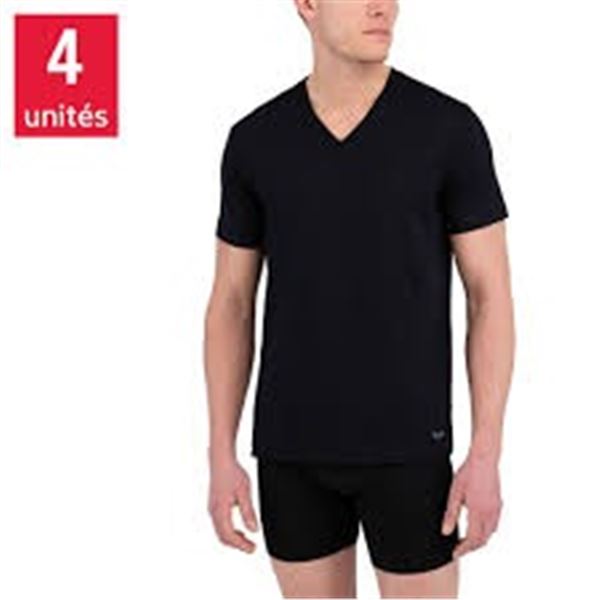 NEW 4 PK OF BENCH MENS V-NECK T-SHIRTS BLACK SZ LG