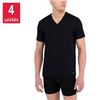 Image 1 : NEW 4 PK OF BENCH MENS V-NECK T-SHIRTS BLACK SZ LG