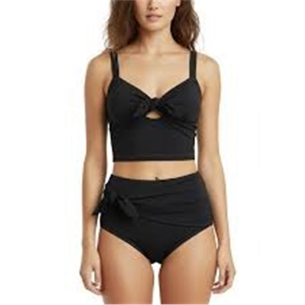 NEW TAHARI WOMENS SWIM BIKINI TOP BLACK SIZE MED