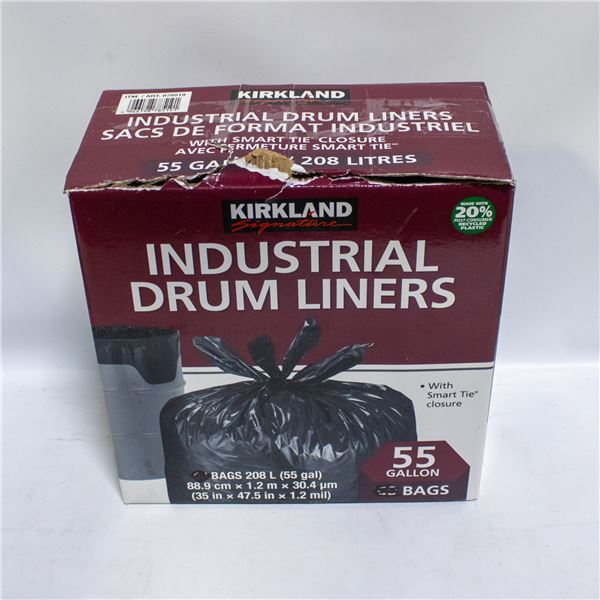 KIRKLAND INDUSTRIAL DRUM LINERS BLACK 55G BAGS