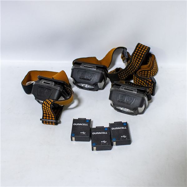 3 PK OF DURACELL HEADLAMP FLASHLIGHTS & BATTERIES
