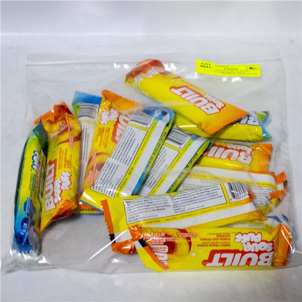 BAG OF 12 BUILT SOUR PUFF PROTEIN BARS BLUE RAZZ