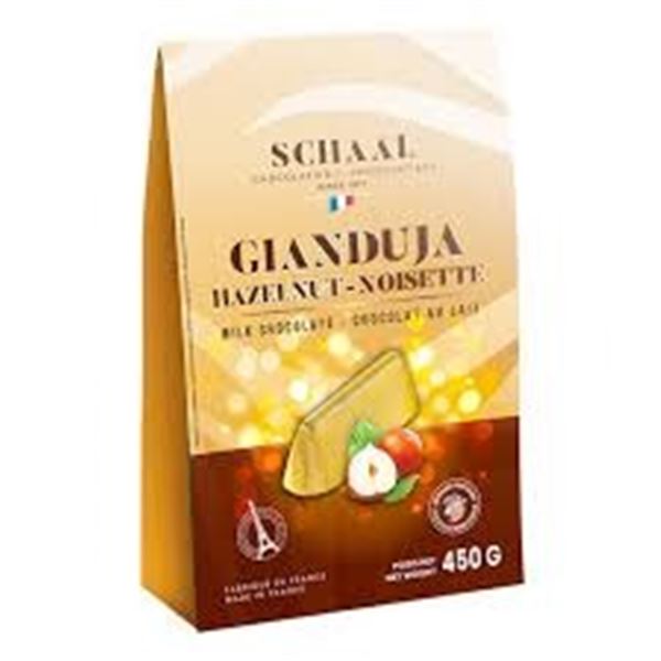 NEW SCHAAL GIANDUJA HAZELNUT MILK CHOCOLATE 450G