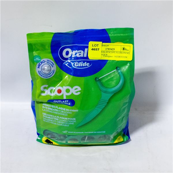 BAG OF ORAL-B SCOPE FLOSS PICKS, MINT FLAVOUR