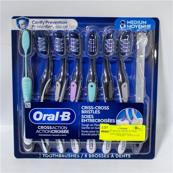 7 PK OF ORAL B CROSS ACTION TOOTHBRUSHES MEDIUM