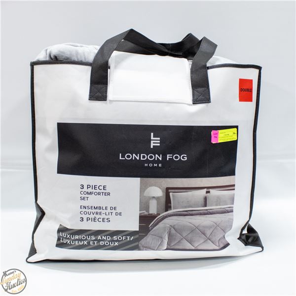3 PIECE LONDON FOG HOME COMFORTER SET DOUBLE SIZE