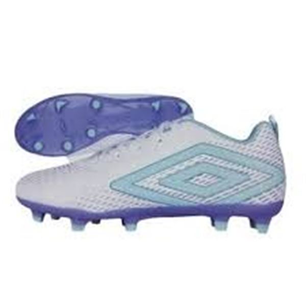 NEW UMBRO KIDS SOCCER CLEATS WHITE & CYAN SIZE 5