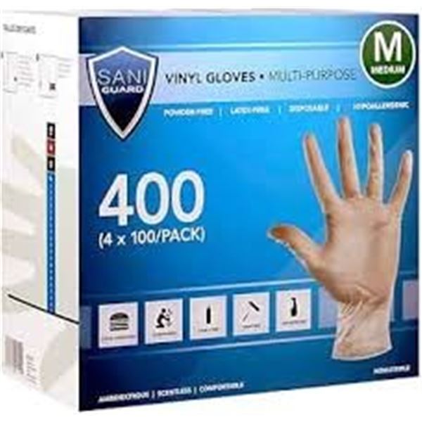 BRAND NEW 4 PK OF SANI GUARD VINYL GLOVES SIZE MED