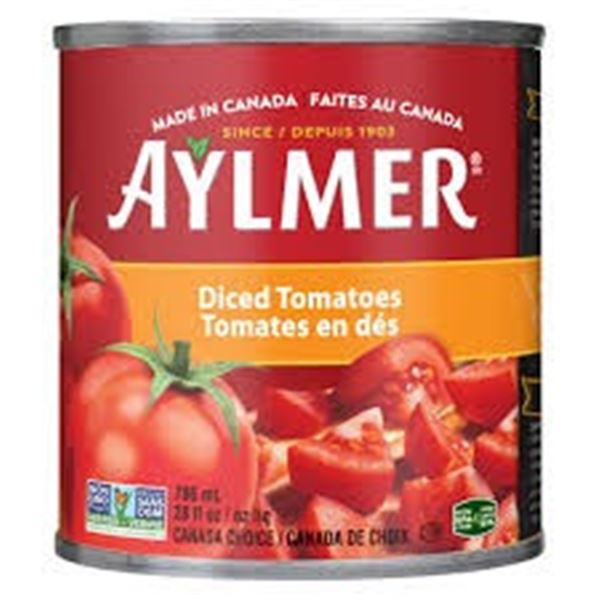 NEW 8 PK OF AYLMER DICED TOMATO CANS - 8 X796ML