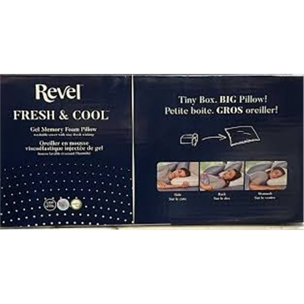 REVEL FRESH & COOL GEL MEMORY FOAM PILLOW QUEEN SZ
