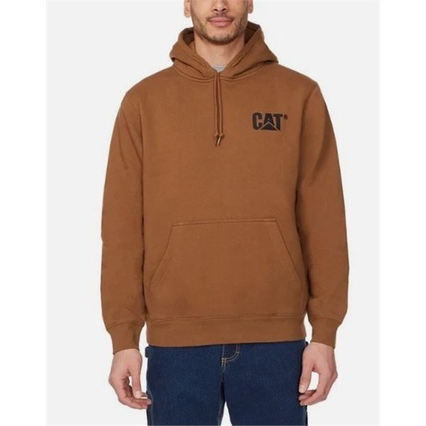 NEW CAT MENS PULLOVER HOODIE BROWN SIZE MEDIUM
