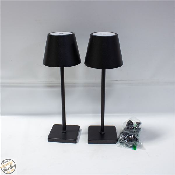 2 PACK OF MIKASA CORDLESS RECHARGEABLE LAMPS BLACK